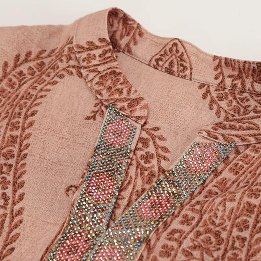 QF505斯尔丽25新款波西米亚风度假宽松休闲上衣配太阳摆半裙腰带套装 商品图5