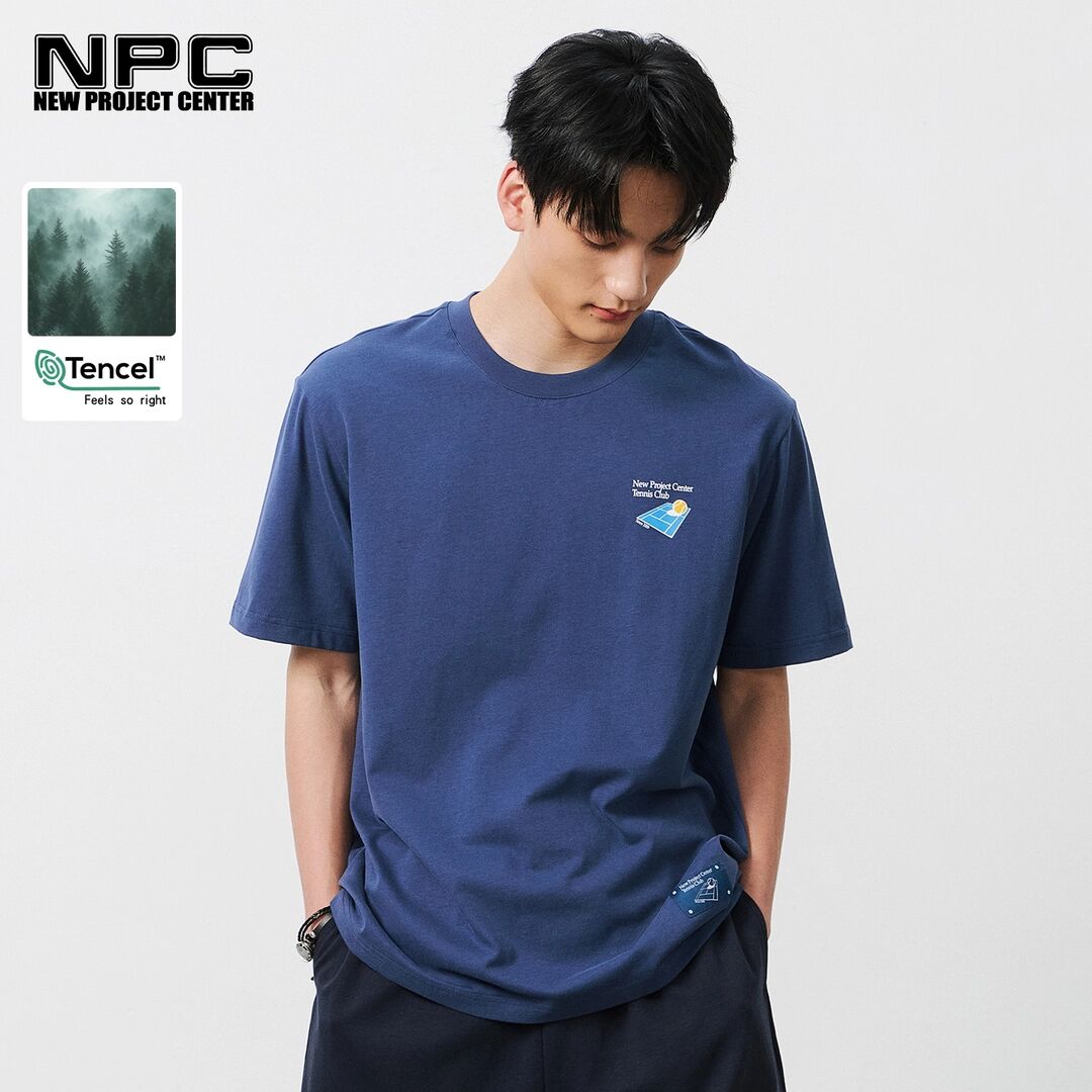 NPC潮牌网球系列莱赛尔棉立体胶印短袖T恤男亲肤透气NP54TE34