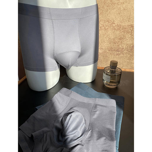 官网399！三条装50S莫代尔舒适无痕高弹男士内裤 蚕丝网眼裆透气干爽四角裤 商品图6