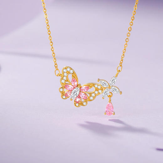 Winy s925银花蝶情缘项链送女友闺蜜节日生日礼物 商品图0