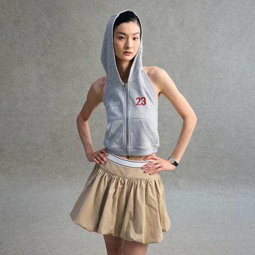 GOODBAI 粗体23logo印花挂脖连帽露背卫衣背心 商品图0