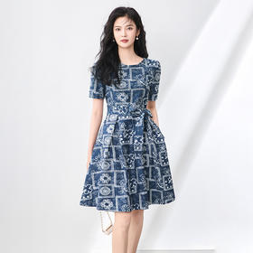 「高货wl」全新升级【铂金会员358/天猫479/差价121】(04921)洛诗琳高级感重工刺绣连衣裙2025夏季显瘦气质圆领系带裙