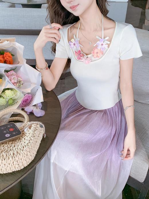 张心子【柔光幻纱】温柔风渐变气质半身裙 U2505036 商品图5