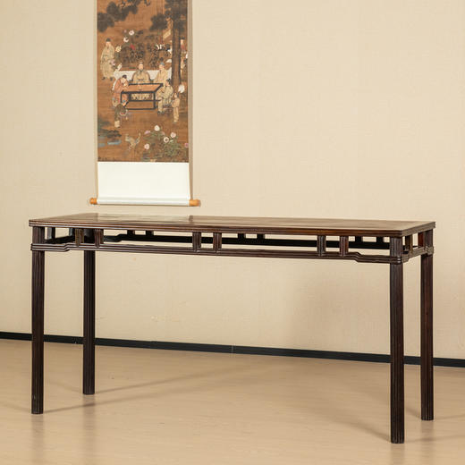 清	红木瓜棱腿罗锅枨矮栳圆包圆独板条桌 商品图0