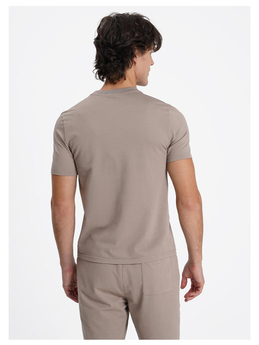 callisto卡其丝绵混纺华夫格微泡肌理运动休闲套装短袖 商品图4