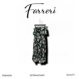 L家 25春夏新款 芙蓉花印花抹胸露肩连衣裙