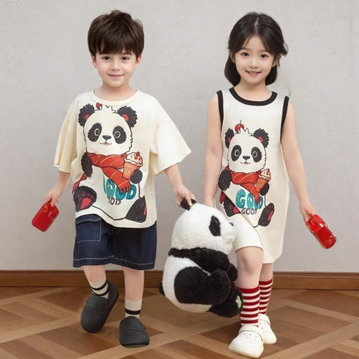 【39.9/ 2件】 唯爱严选女童连衣裙夏季洋气短袖一体裙家居服小女孩时髦童装夏装儿童裙★ 商品图0