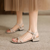 阿么手工女鞋2025夏季新款露趾粗跟一字带凉鞋女后空真皮外穿3CM 商品缩略图2