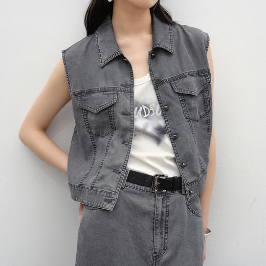 NEELLY纳俪商场同款夏新款时尚百搭牛仔套装女休闲马甲长裙两件套N25053Z01176 商品图2