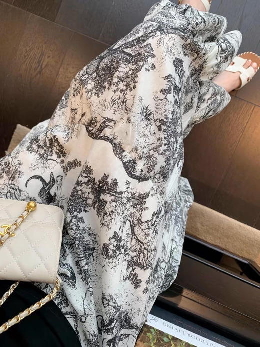 迪奥印花大气巴洛克半裙松紧腰显瘦伞裙 商品图9