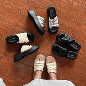 honeyGIRL法式褶皱凉拖2511