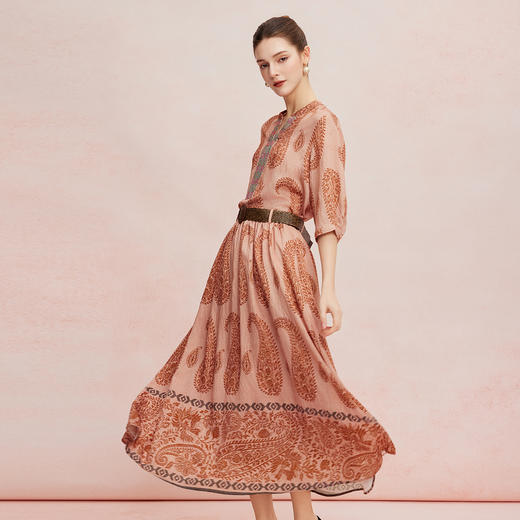 QF505斯尔丽25新款波西米亚风度假宽松休闲上衣配太阳摆半裙腰带套装 商品图2