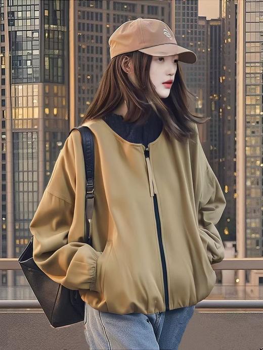 超值促→粉弟2025秋款新品  秋季新品棒球领花苞挺括外套-喜出 商品图1