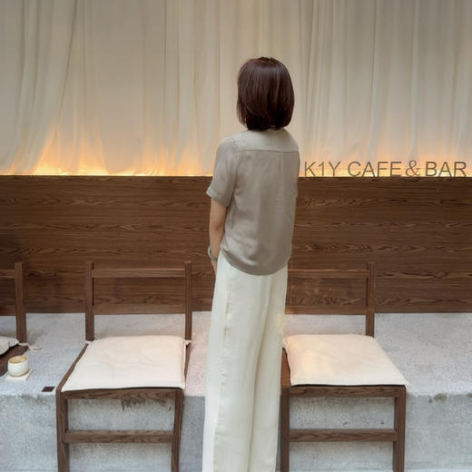 火桐hooton高定系列 重磅23姆米乔缎飘带短袖YT3030 商品图4