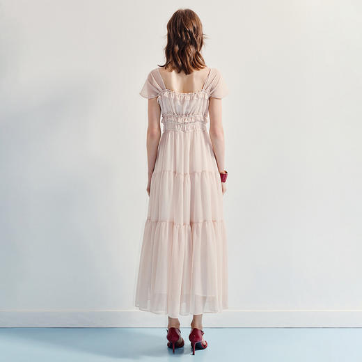 优雅度假风连衣裙25夏法式优雅抽褶长裙气质感(货号:MF86DR254E2002) 商品图3