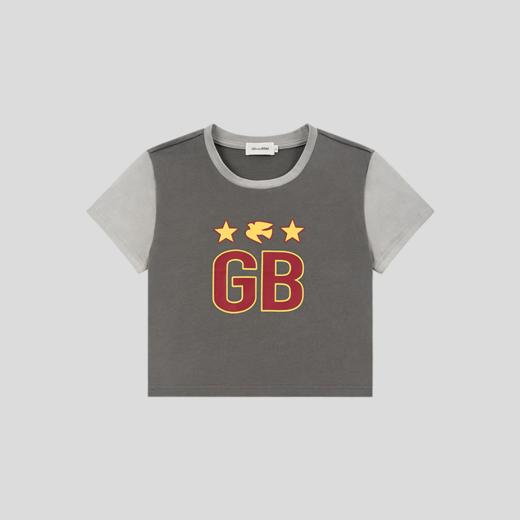 GOODBAI GB白鸽星星印花撞色拼接圆领紧身短款T恤 商品图3