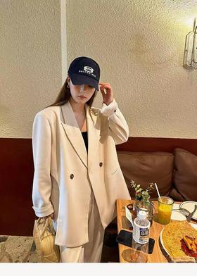 12.12错过没有！清货不退大促→粉第高级感干练利落中长西服外套-单件外套（不含裤子）-喜出