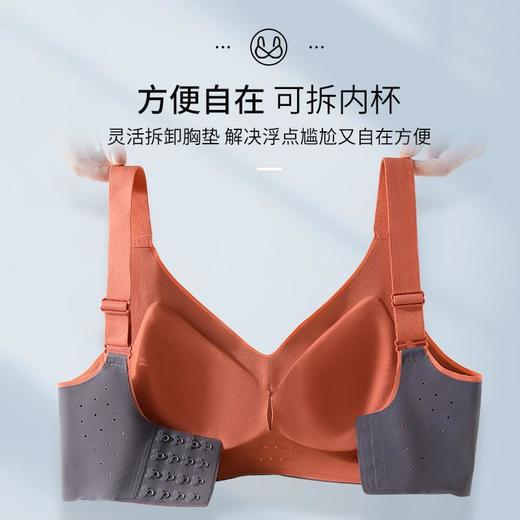 大码运动无钢圈内衣女薄款聚拢无痕睡眠瑜伽运动大码防下垂文胸 商品图3