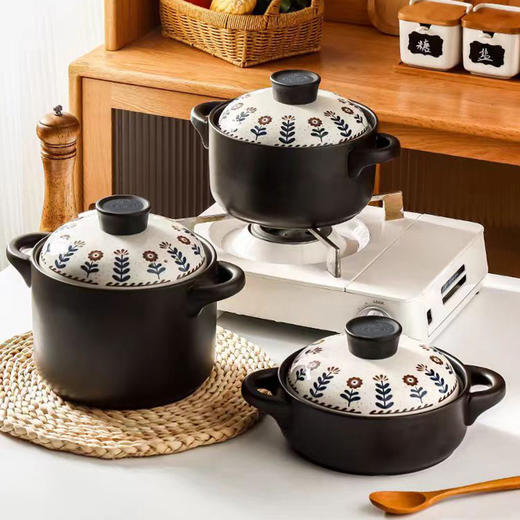 【﻿复古小花日风平煲】陶煲王复古日式手绘煲汤砂锅炖锅家用耐高温陶瓷炖汤锅送礼 商品图4