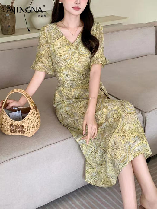 【特价不退换】阿菁娜浪漫度假风印花连衣裙F30X212072 商品图2