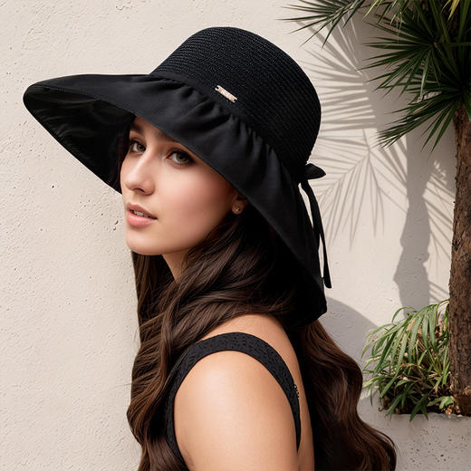sisia防晒帽女2025新款时尚夏季遮阳渔夫帽防紫外线遮全脸太阳帽71W01S2G 71W01S1G 商品图2