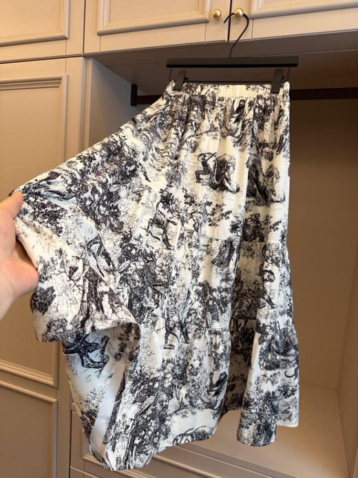 迪奥印花大气巴洛克半裙松紧腰显瘦伞裙 商品图8