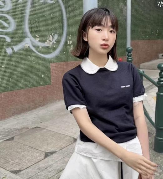 重磅无补  miu精纺羊毛插肩袖  针织短袖T恤 商品图1