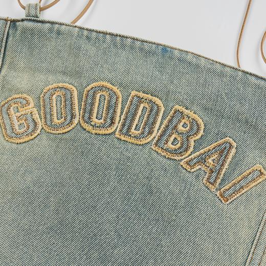 GOODBAI logo贴布绣水洗牛仔贴身拉链吊带背心 商品图4