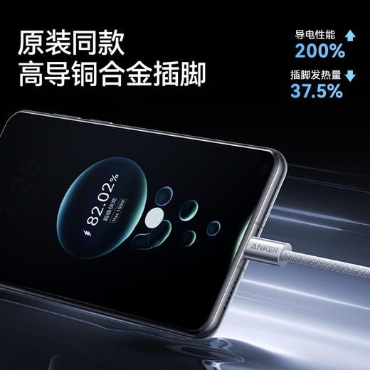 【新品】Anker安克 100W纳米抗脏A-C快充线适用华为超级快充安卓Type-C平板通用 A8052 商品图3