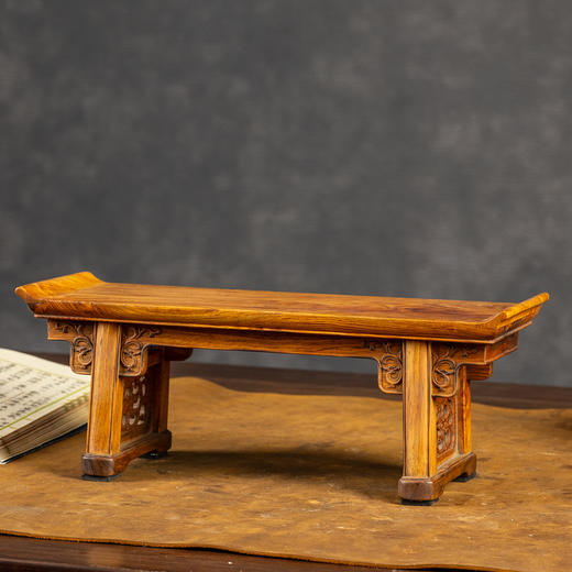 黄花梨夹头榫螭龙纹翘头案中案摆件 商品图1