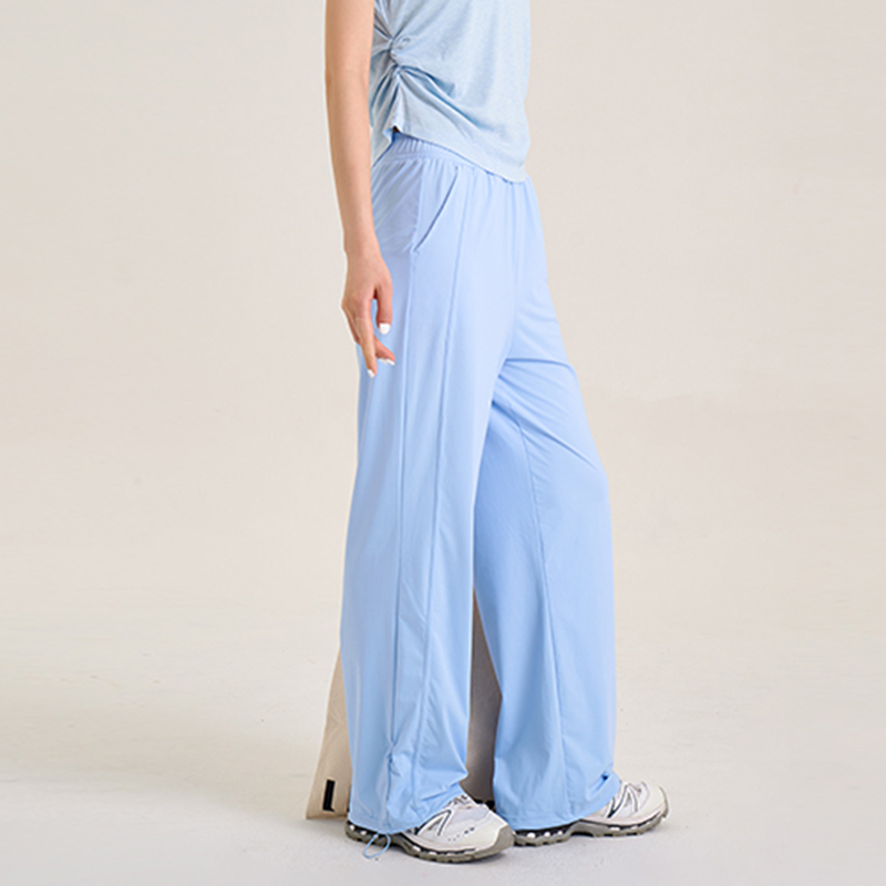 凉感爽滑面料 UPF50+防晒宽松直筒裤 显高显瘦 脚口抽绳长裤