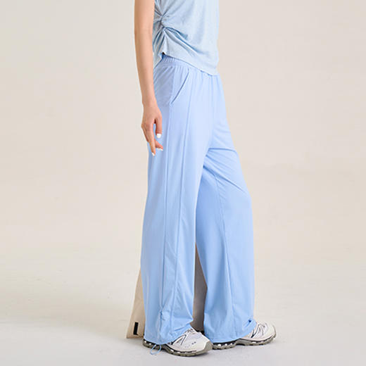 凉感爽滑面料 UPF50+防晒宽松直筒裤 显高显瘦 脚口抽绳长裤 商品图0