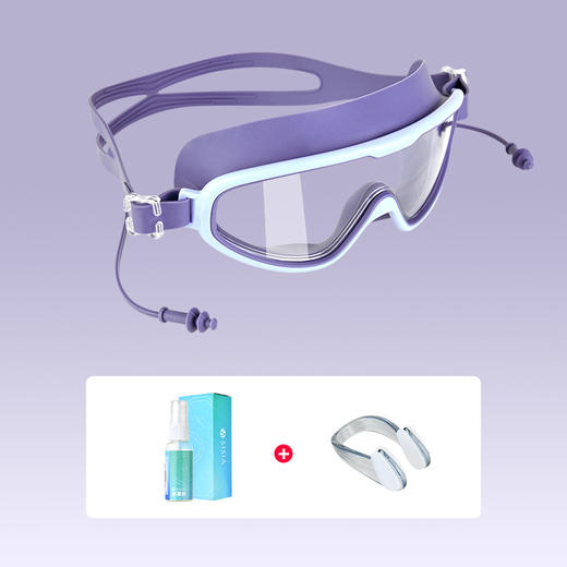 sisia2025新款游泳眼镜带耳塞鼻夹大框高清防雾防水男女通用泳镜62W02S1G 62W02S2G 62W01S1G 商品图4