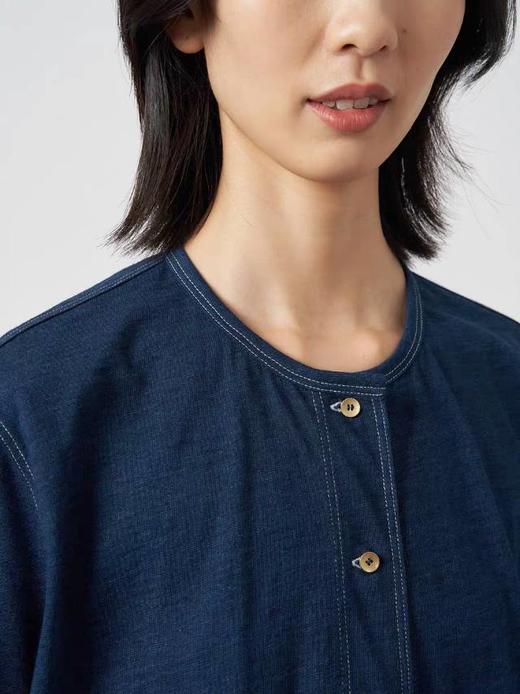 2楼素然环保棉靛蓝染针织布短袖衬衫吊牌价2985 商品图2