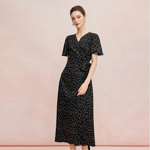 QF8B8斯尔丽25新款茶歇裙度假法式浪漫女人味波点X型中长款连衣裙 商品图2