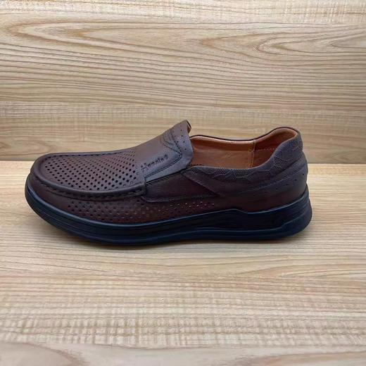 豪行2024年夏季新品商务休闲真皮冲孔软底男单鞋14215560 商品图0