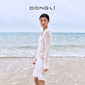 东黎 • 温柔的海风 波光透影 桑蚕丝山羊绒女士V领开衫 5211