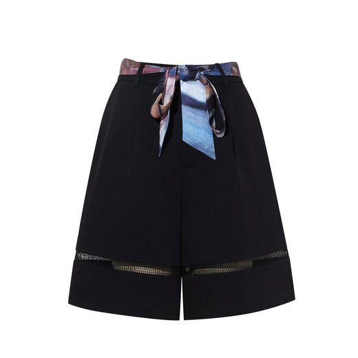 两三事 心愿慢递 2025夏季新款休闲印花腰带直筒高腰短裤女宽松 商品图4