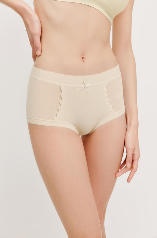 官网299！三条装轻薄透气镂空提花高腰轻塑内裤高弹细腻蚕丝底裆三角裤 商品图0