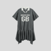 GOODBAI athletic GB logo印花翻领拼接oversize短袖不规则连衣裙 商品缩略图3