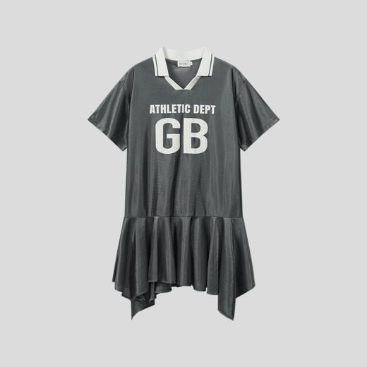 GOODBAI athletic GB logo印花翻领拼接oversize短袖不规则连衣裙 商品图3