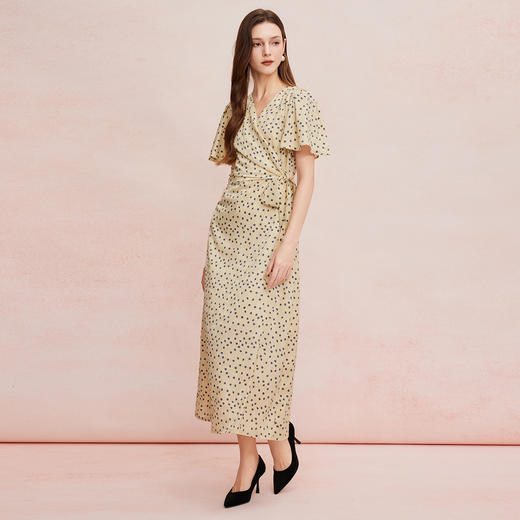 QF8B8斯尔丽25新款茶歇裙度假法式浪漫女人味波点X型中长款连衣裙 商品图7
