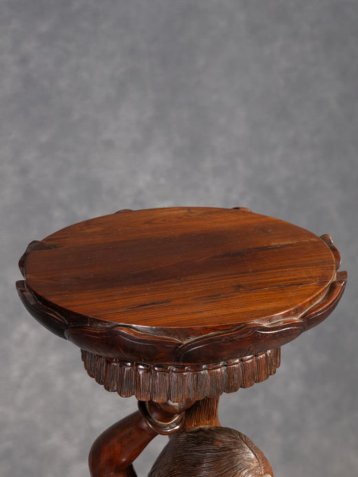 二十世纪	红木雕仕女落地灯台（一对） 商品图4