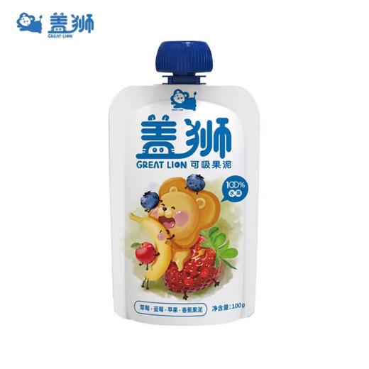 L盖狮100g草莓蓝莓苹果香蕉可吸果泥 商品图0