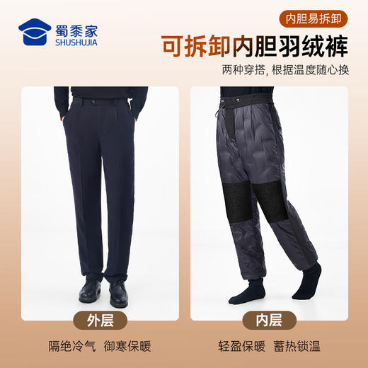 【实付满399送保温杯】【 三代护膝羽绒通勤裤（可拆卸内胆）】 男女款石墨烯保暖长裤高弹抗皱通勤西裤休闲直筒加绒裤 商品图3