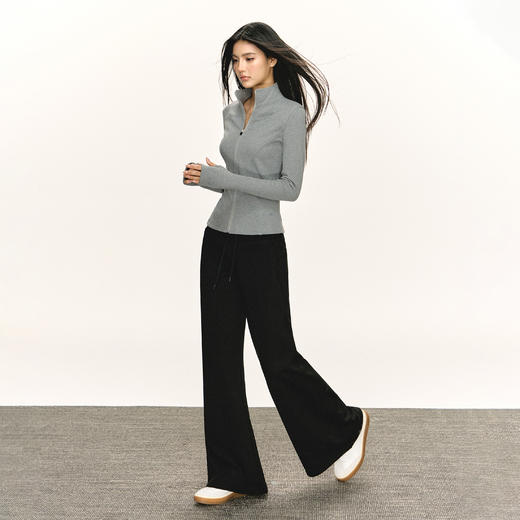 Ariseism  美式复古宽腰头阔腿喇叭休闲裤女春季新款修身长裤子 商品图4