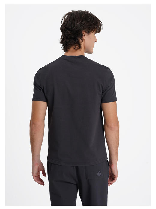 callisto深灰色鸟眼纹微泡肌理圆领T恤 商品图4