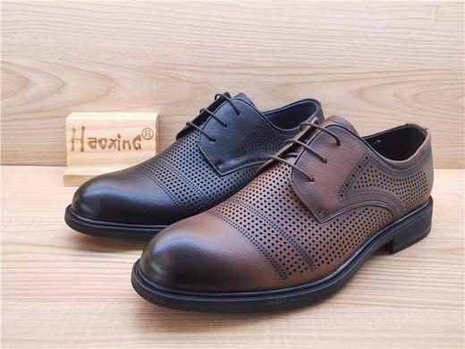 豪行夏款正品真皮商务休闲舒适低跟冲孔透气男凉鞋13238067 商品图4