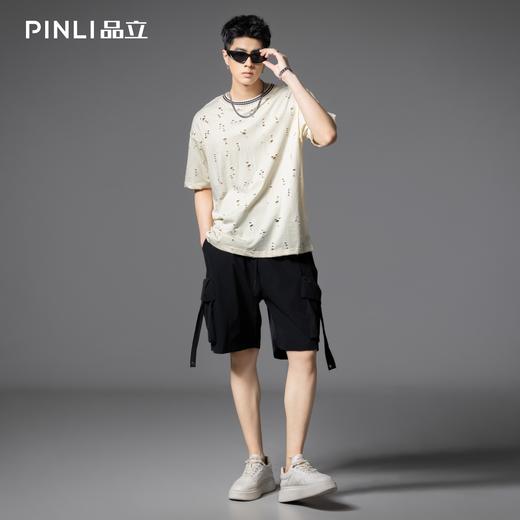 PINLI品立2025夏季新款潮牌大口袋工装短裤男宽松休闲运动五分裤GD252117398 商品图1