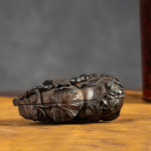 清	紫檀雕福禄万代盖盒 商品图1